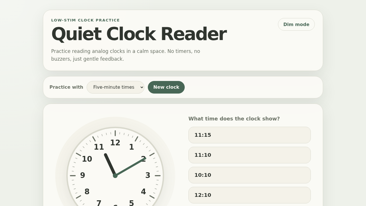 Quiet Clock Reading