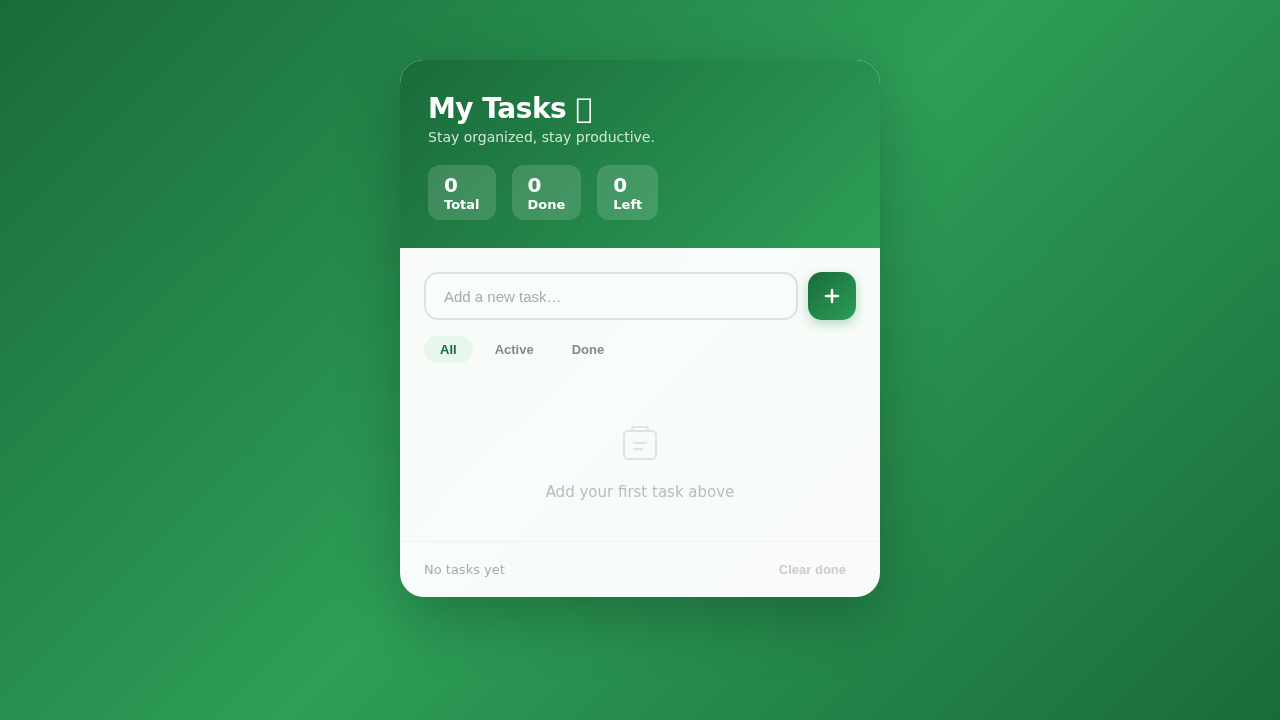 a todo list with a green bg